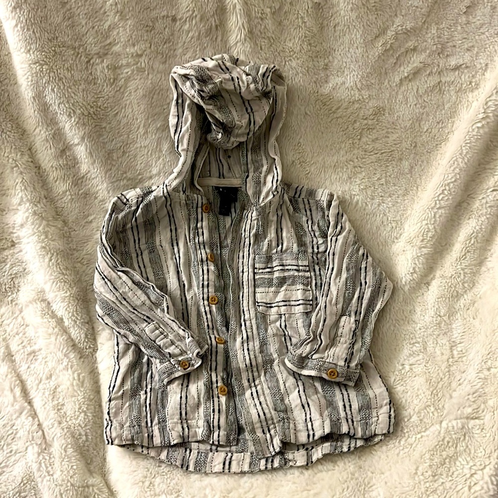 Linen button up hoodie